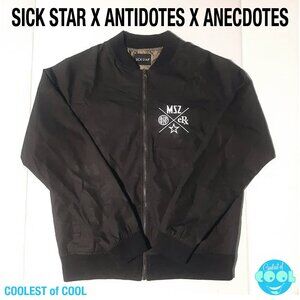 XXL SICKSTAR Antidotes x Anecdotes black nylon bomber jacket green lining
